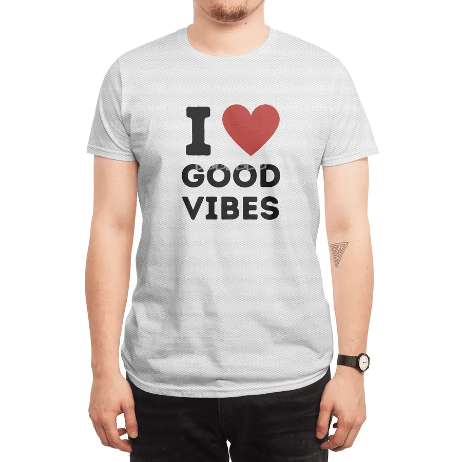 I Love Good Vibes Simple Heart Design Spor T-Shirt