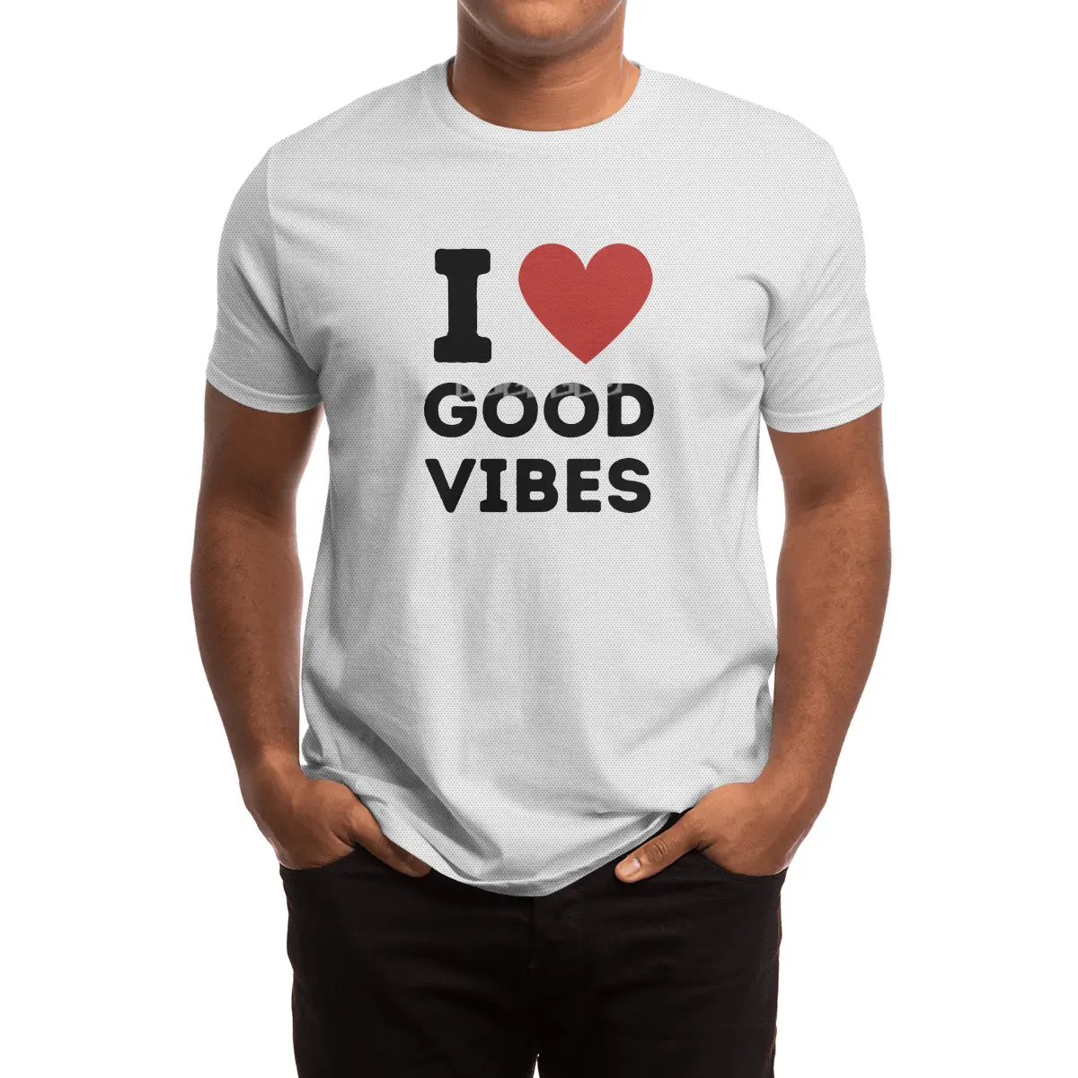 I Love Good Vibes Simple Heart Design Spor T-Shirt