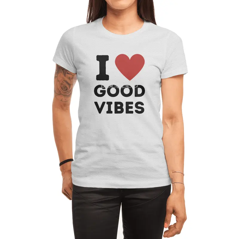 I Love Good Vibes Simple Heart Design Spor T-Shirt