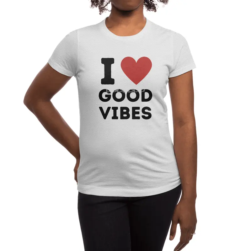 I Love Good Vibes Simple Heart Design Spor T-Shirt