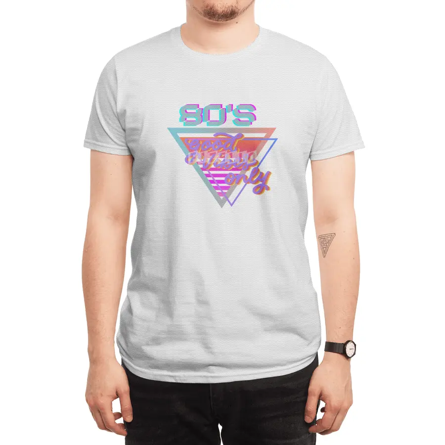 80s Good vibes Vintage Pink and purple stripes triangle Spor T-Shirt