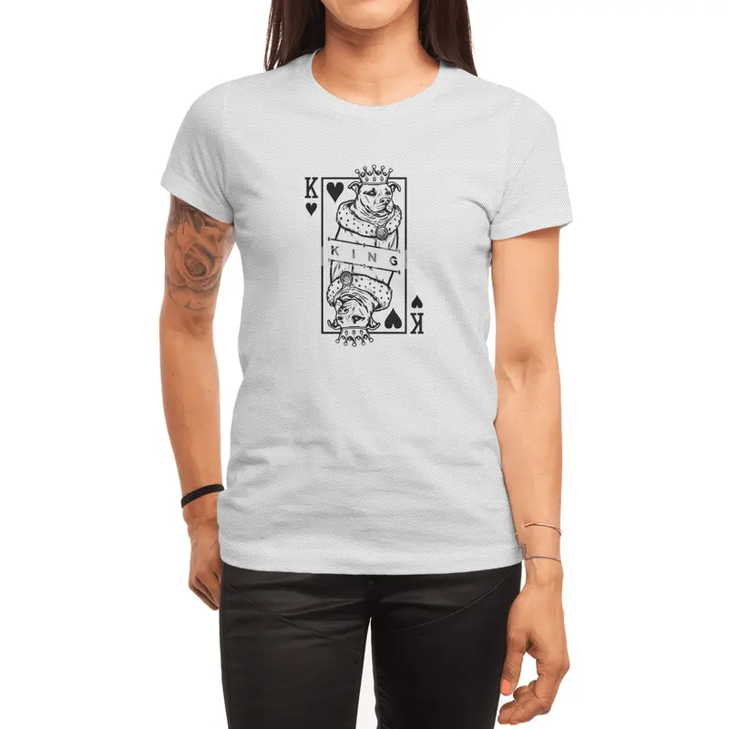 Funny Pitbull King Of Hearts Dog Lover Playing Card Pop Art Spor T-Shirt