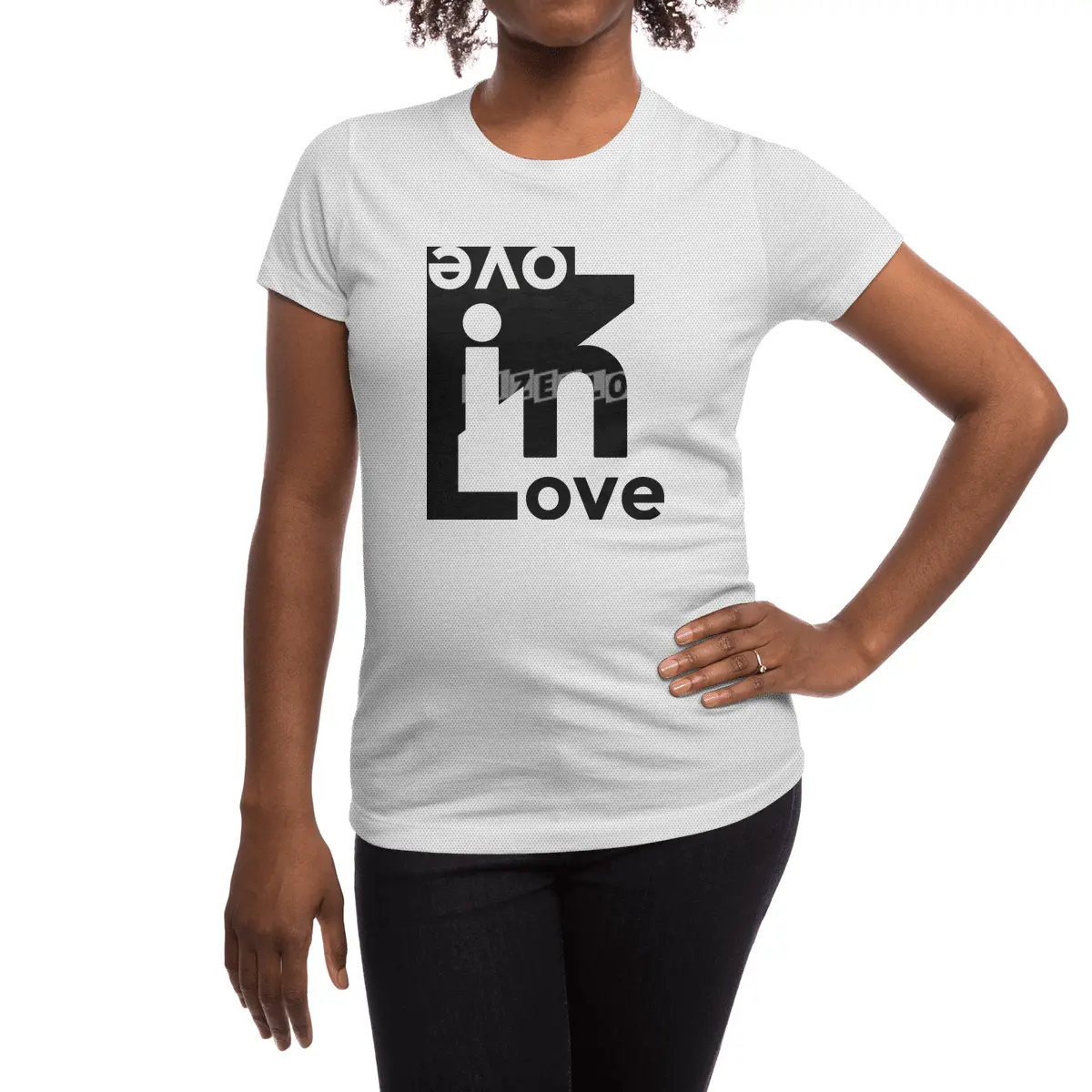 Black-Love in Love-Couple-WoMan-Octerson Spor T-Shirt