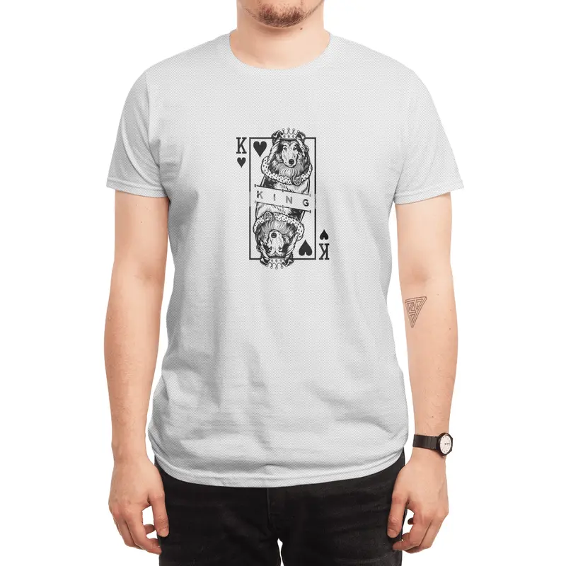 Rough Collie King Of Hearts Funny Dog Playing Card Pop Art Spor T-Shirt