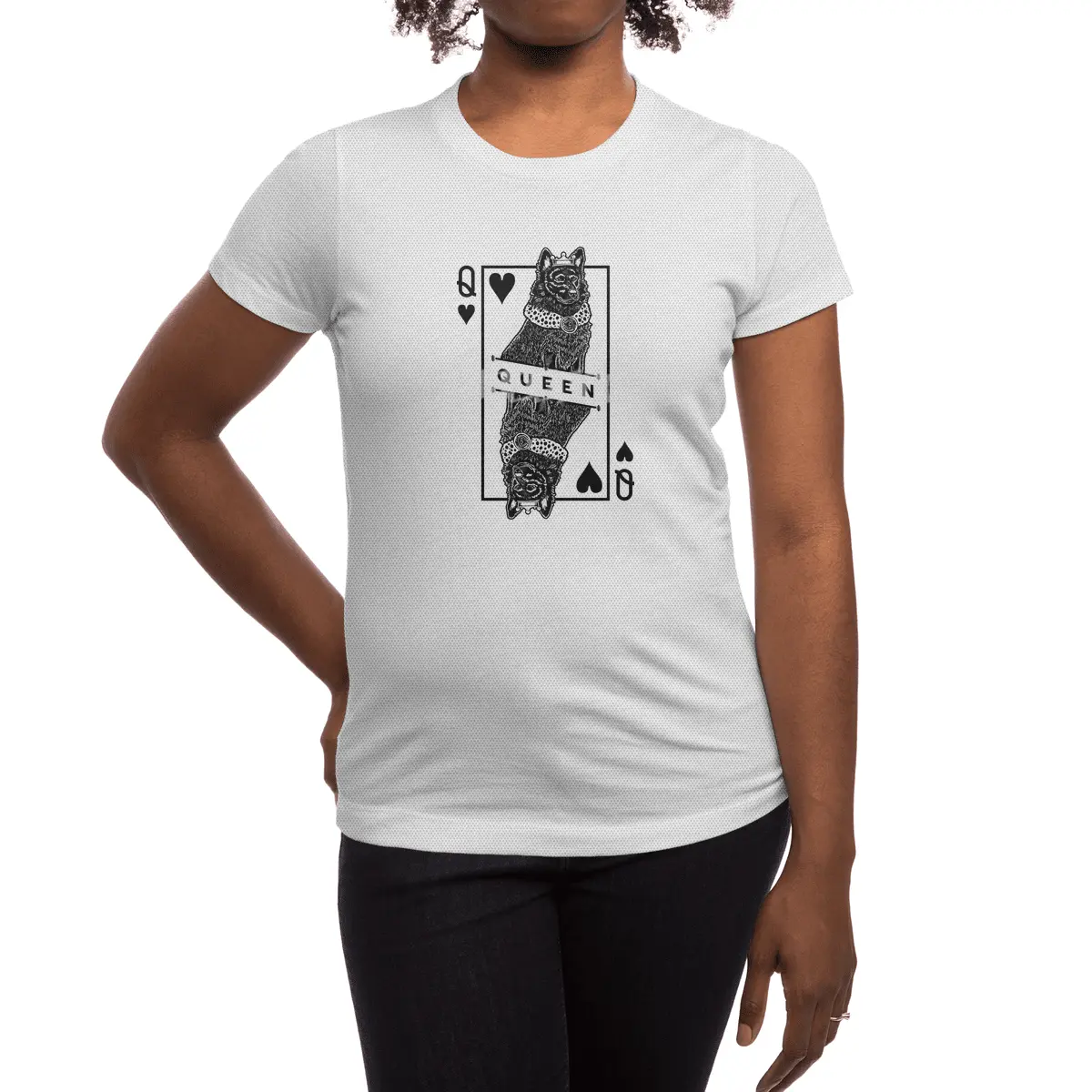 Mudi Black Queen Of Hearts Funny Dog Lover Pop Art Spor T-Shirt