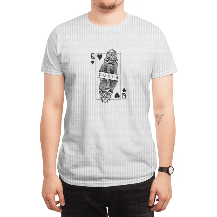 Scottish Fold Cat Lover Queen Of Hearts Funny Pop Art Spor T-Shirt