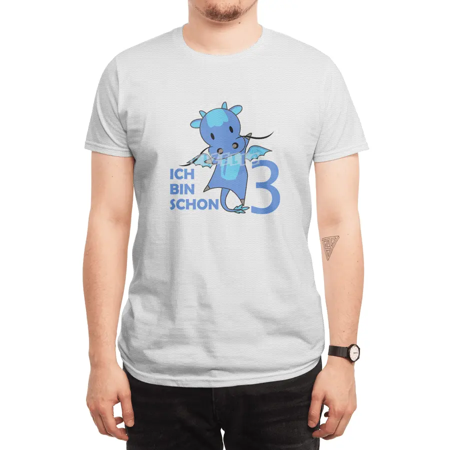 Dragon Blue Three Years Old 3rd Birthday Kids Spor T-Shirt