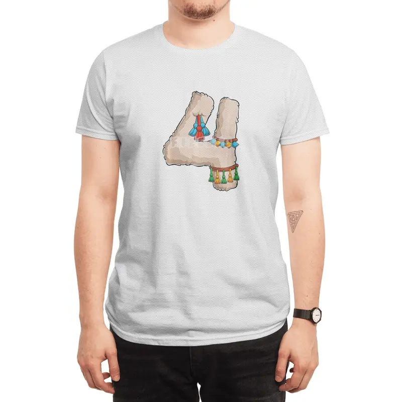 Llama Fourth 4th Birthday Party Four 4 Years Old Alpaca Bday Spor T-Shirt