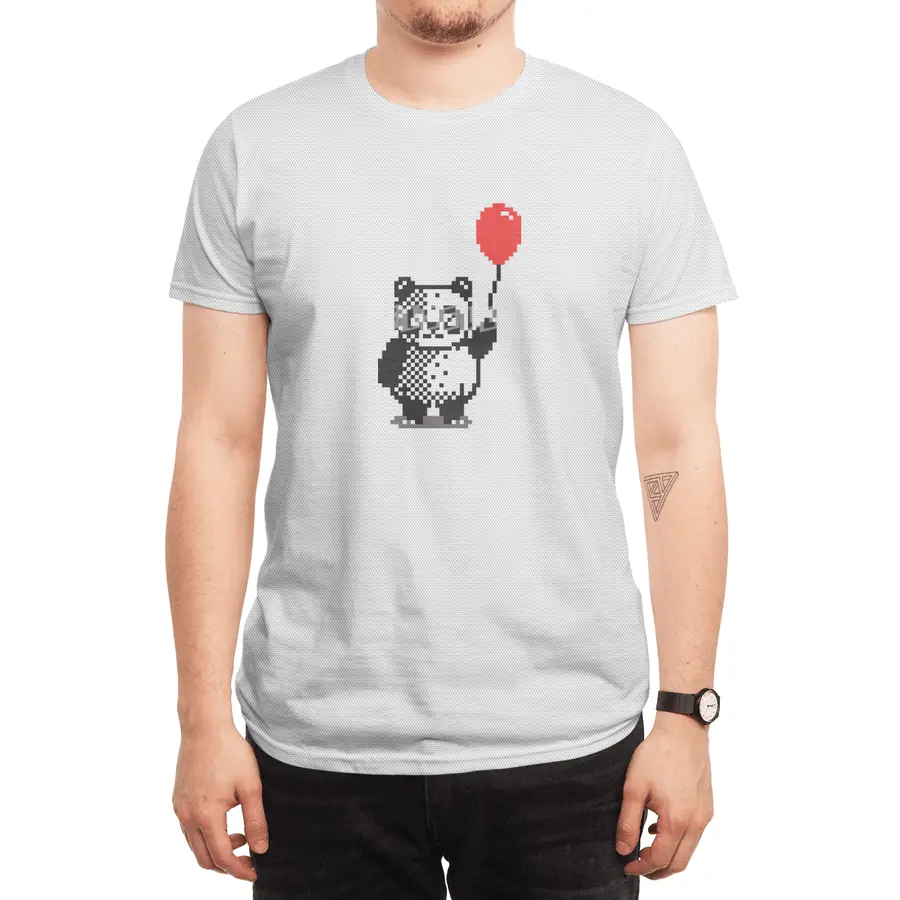 Cute panda with a red balloon - pixel art Spor T-Shirt