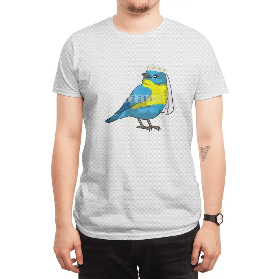 Bird as Bride with Wreath of flowers Spor T-Shirt