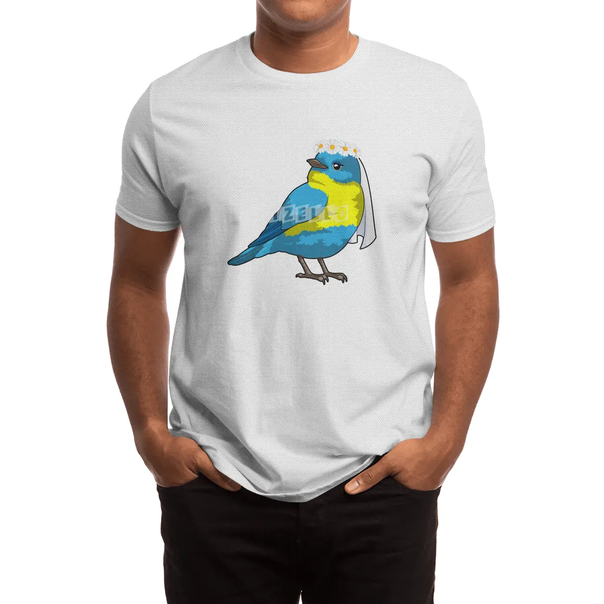 Bird as Bride with Wreath of flowers Spor T-Shirt