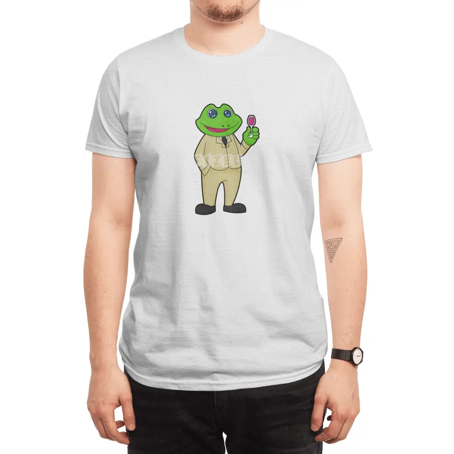 Frog as Groom with Glass of Red wine Spor T-Shirt