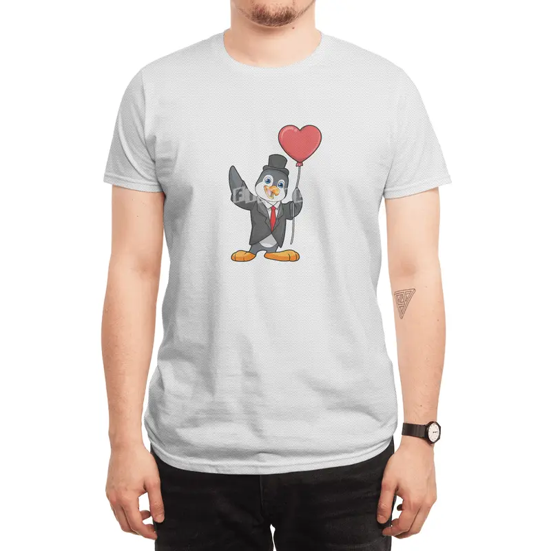 Penguin as Groom with Heart Ballon Spor T-Shirt