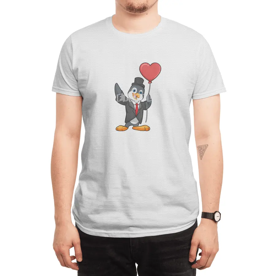 Penguin as Groom with Heart Ballon Spor T-Shirt