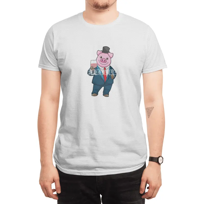 Pig as Groom with Glass of Wine Spor T-Shirt