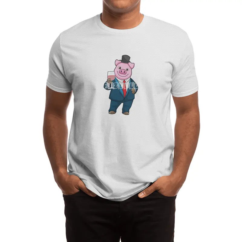 Pig as Groom with Glass of Wine Spor T-Shirt