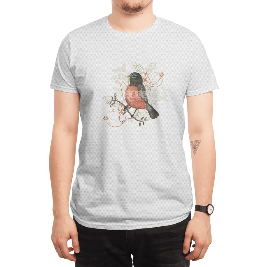 Robin Bird Watercolor  Spor T-Shirt