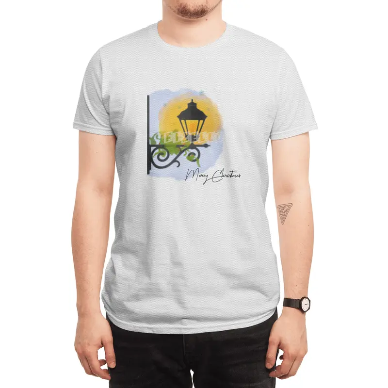 Merry Christmas Watercolor lamp post (black) Spor T-Shirt