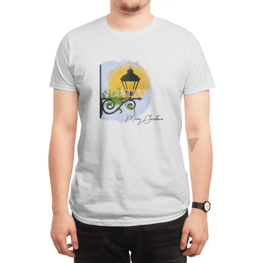 Merry Christmas Watercolor lamp post (black) Spor T-Shirt