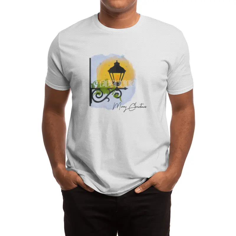 Merry Christmas Watercolor lamp post (black) Spor T-Shirt
