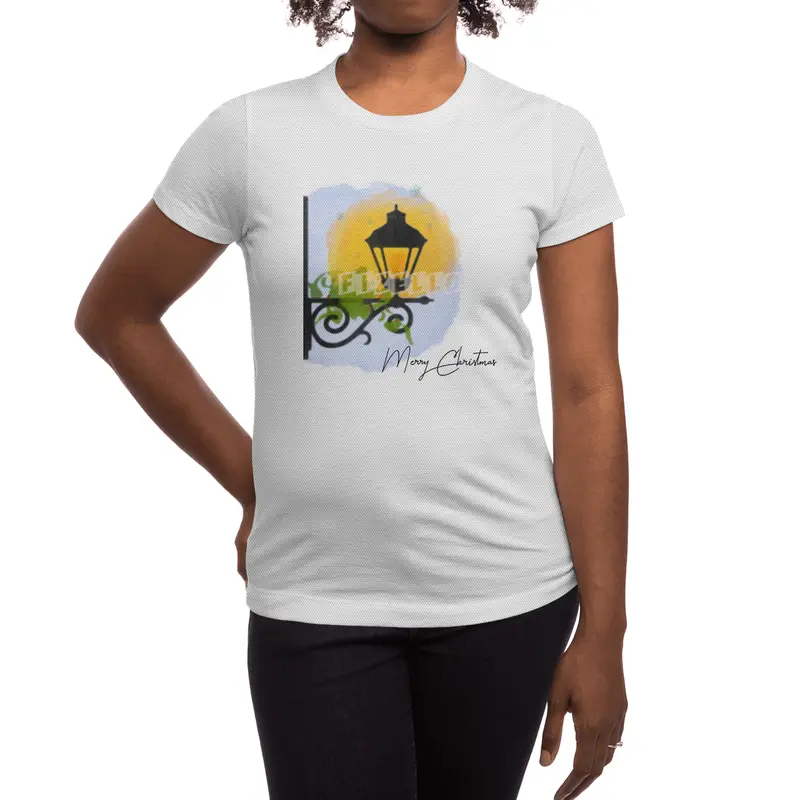 Merry Christmas Watercolor lamp post (black) Spor T-Shirt
