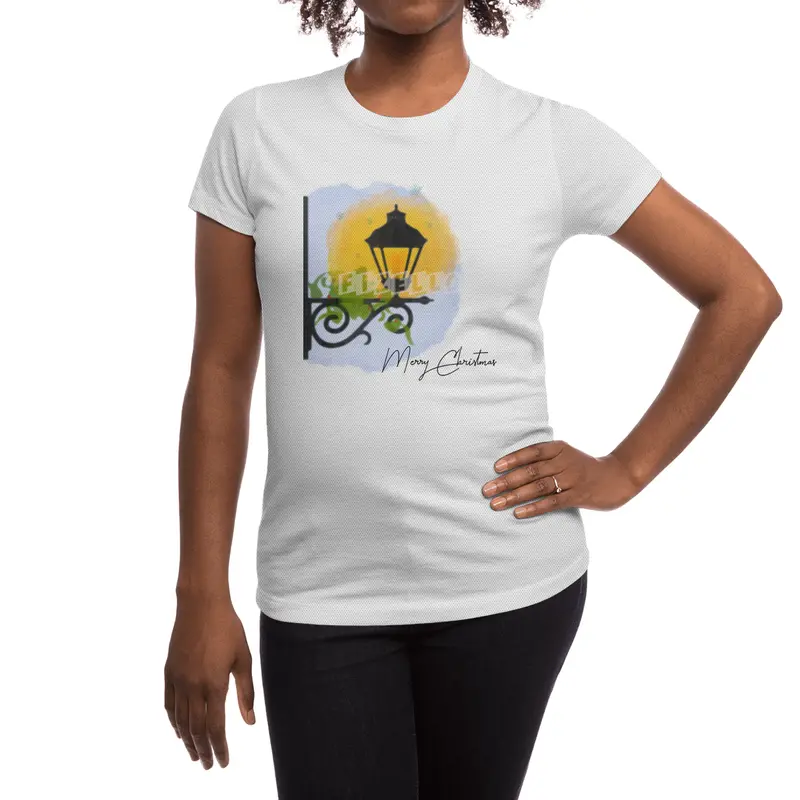 Merry Christmas Watercolor lamp post (black) Spor T-Shirt
