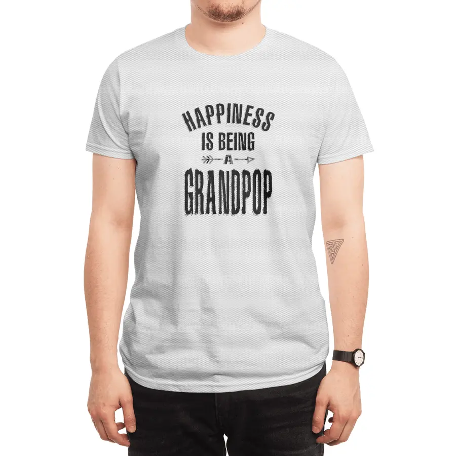 Mens Happiness is Being a Grandpop | Dad and Grandpa Spor T-Shirt
