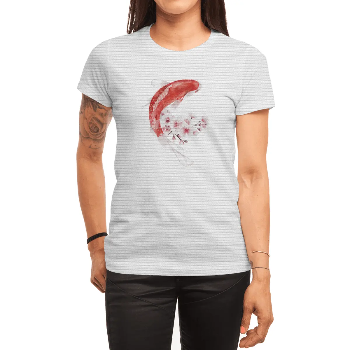 Koi Fish and Cherry Blossoms Spor T-Shirt