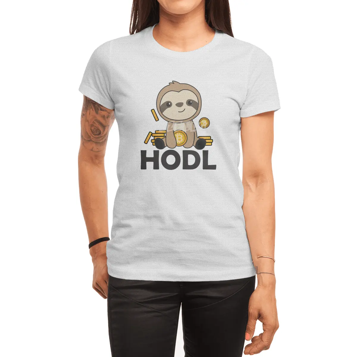 Bitcoin Faultier Coins Hold Digital Currency Spor T-Shirt