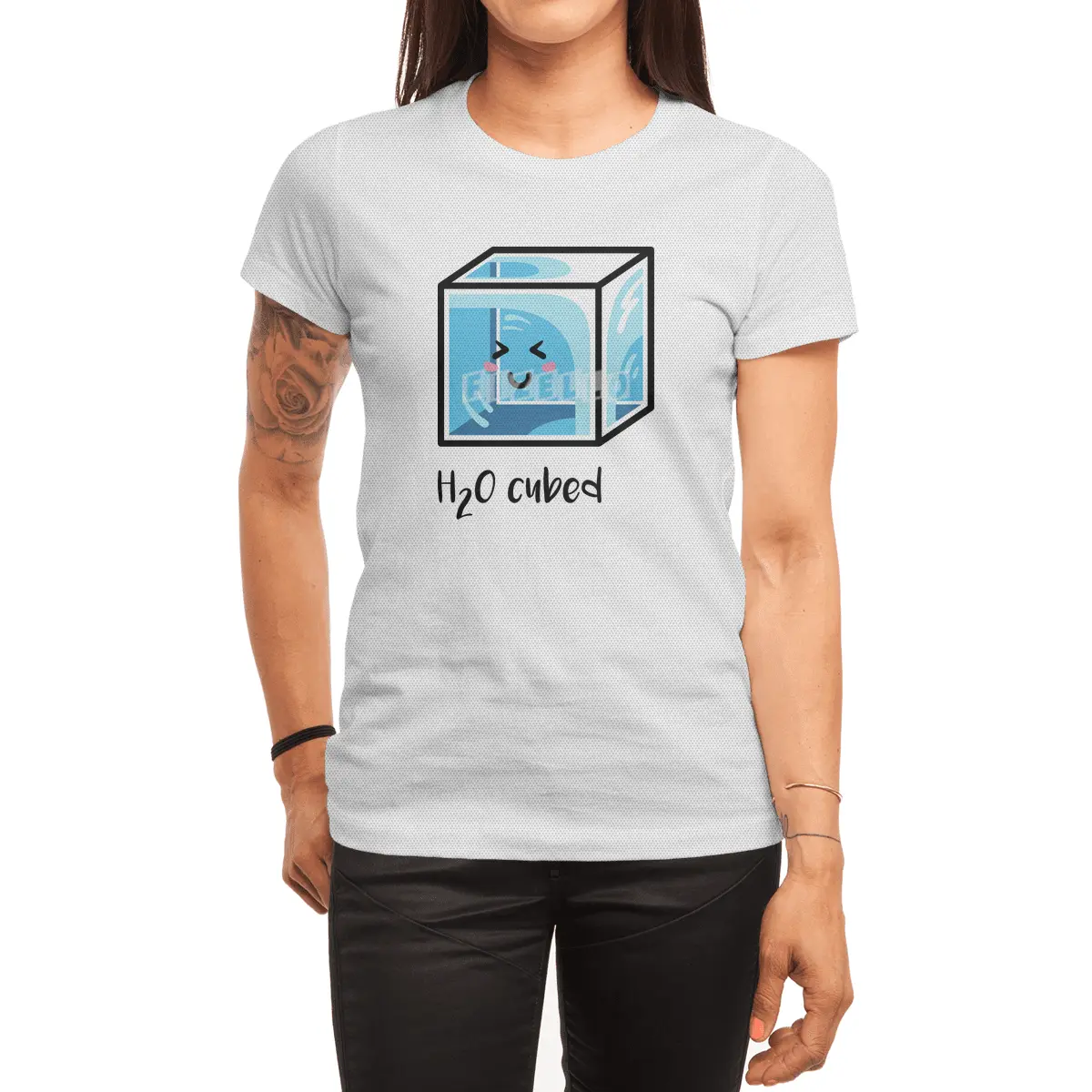 H2O Cubed Ice Block Chemistry Science Joke Spor T-Shirt