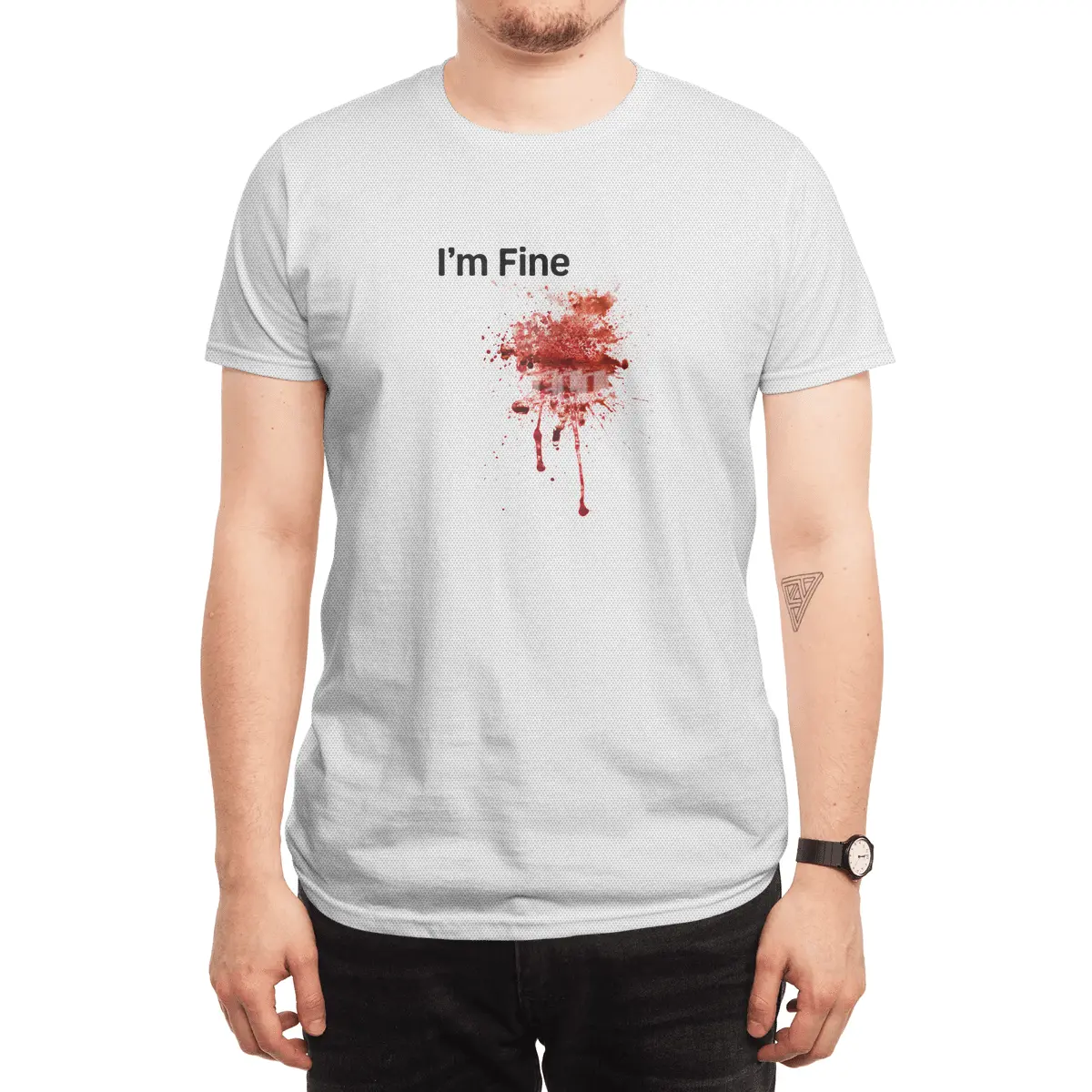 I'm Fine Movie Bloody Zombie Sarcastic Very Funny Tee Spor T-Shirt