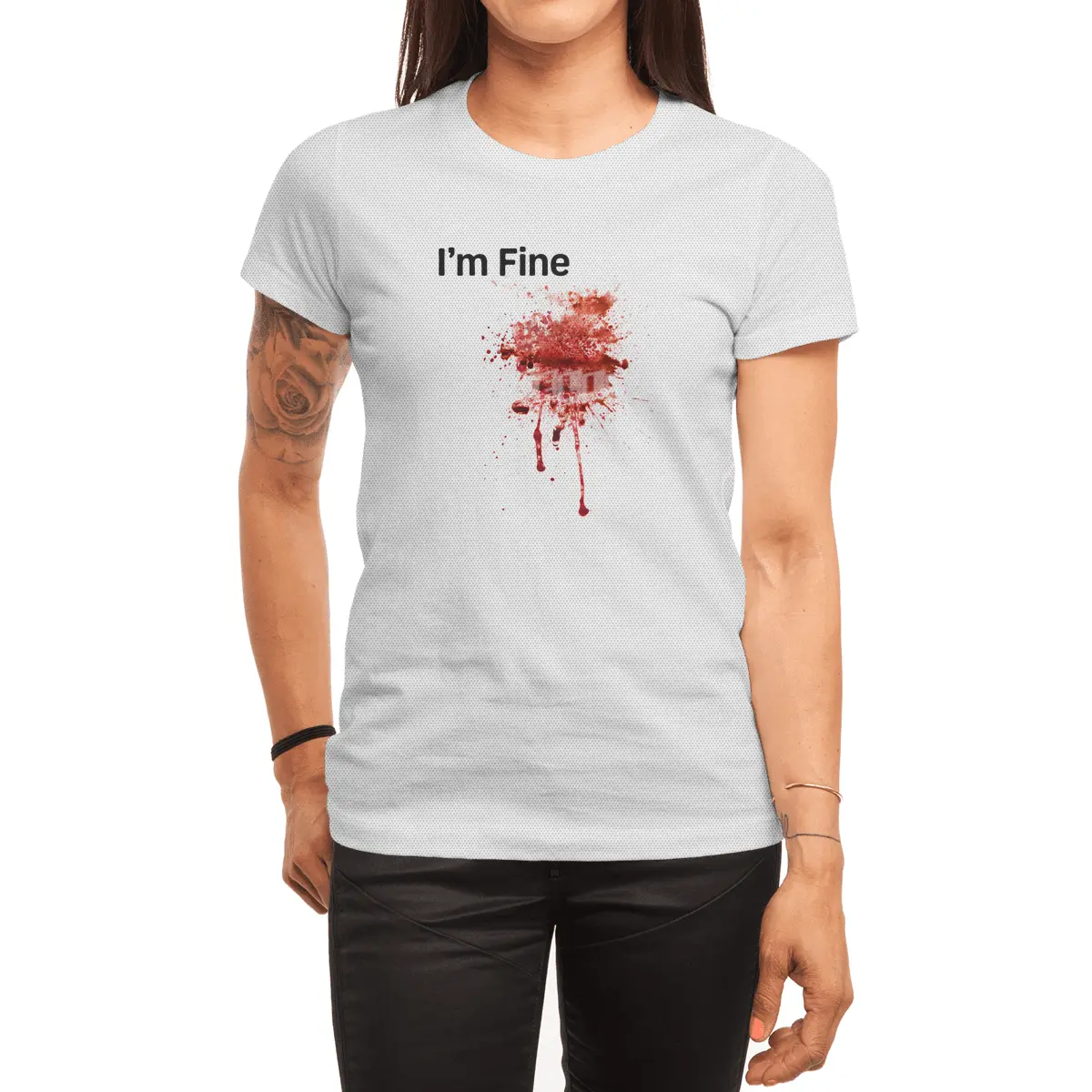 I'm Fine Movie Bloody Zombie Sarcastic Very Funny Tee Spor T-Shirt