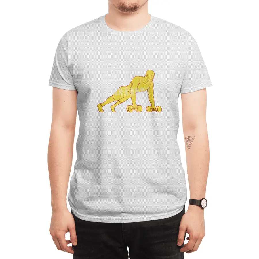 Fitness Athlete Push Up Dumbbell Drawing Spor T-Shirt