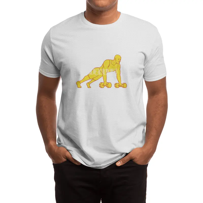 Fitness Athlete Push Up Dumbbell Drawing Spor T-Shirt