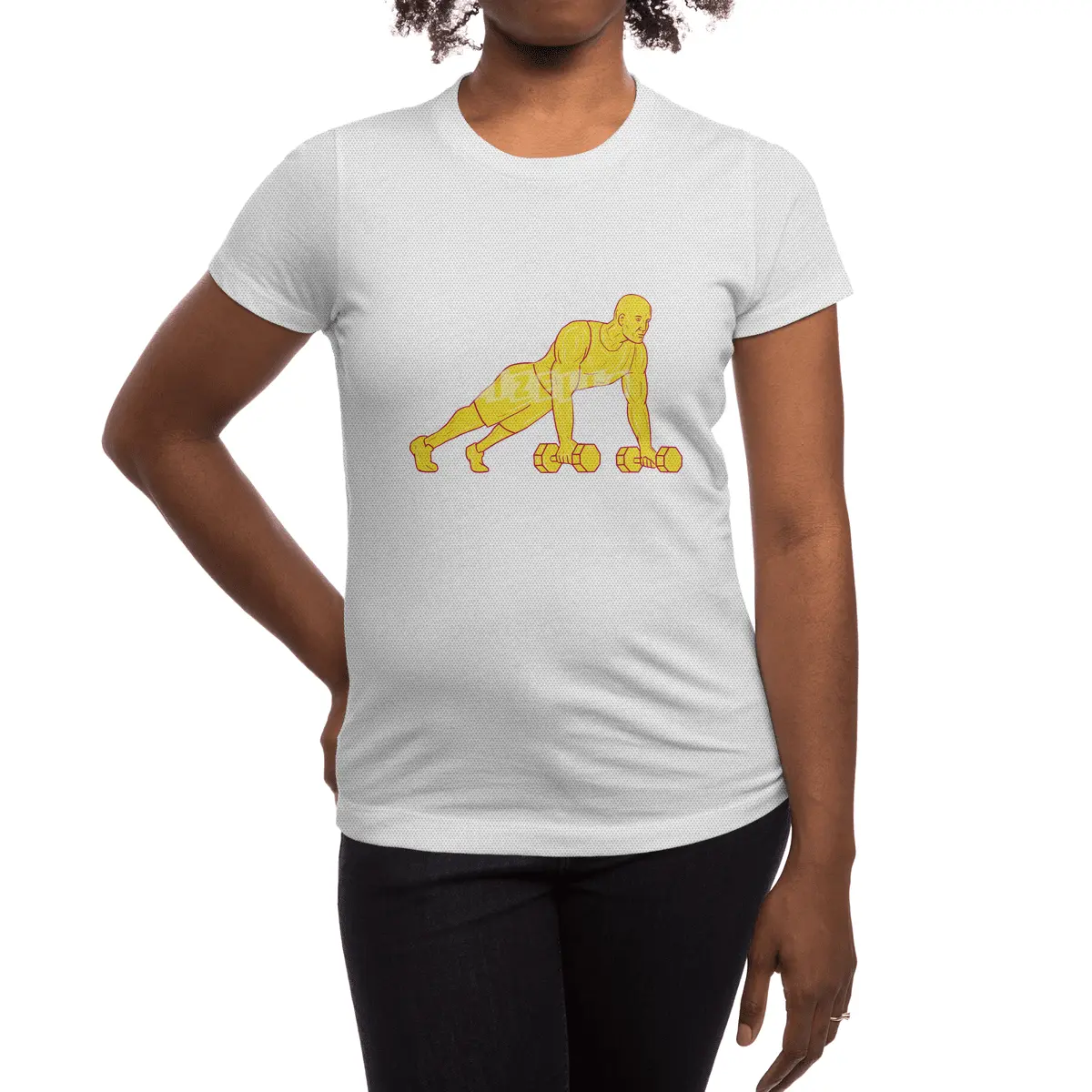 Fitness Athlete Push Up Dumbbell Drawing Spor T-Shirt