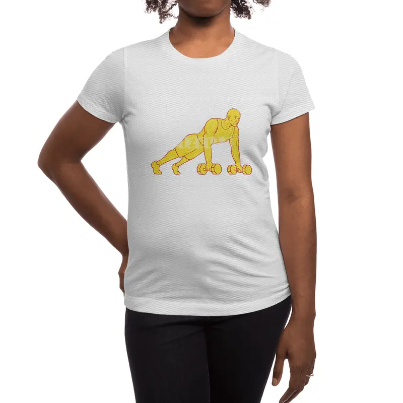 Fitness Athlete Push Up Dumbbell Drawing Spor T-Shirt