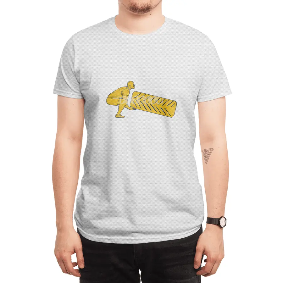 Fitness Athlete Squatting Lifting Tire Drawing Spor T-Shirt