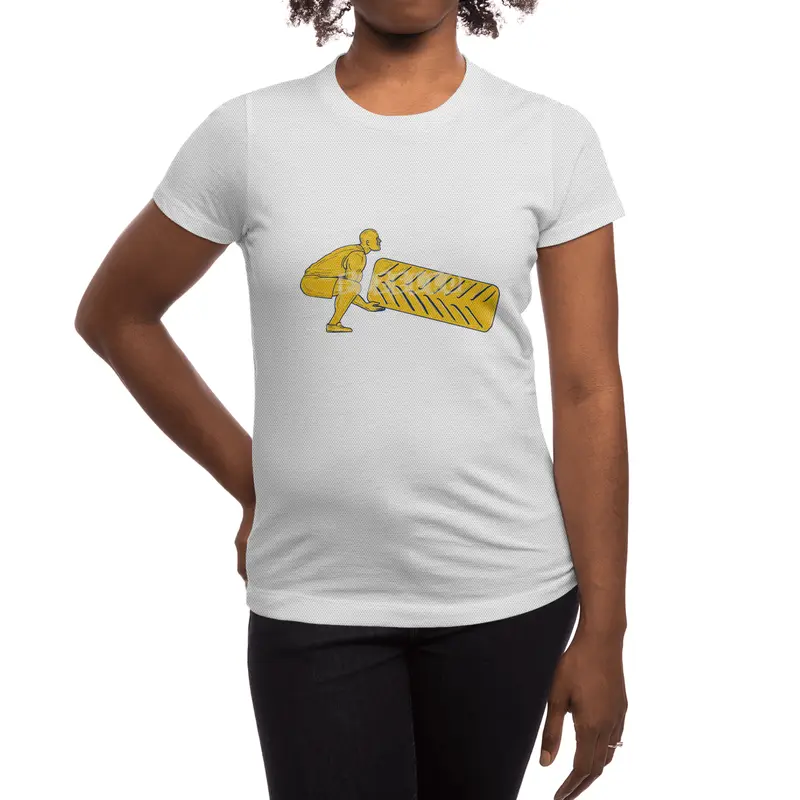 Fitness Athlete Squatting Lifting Tire Drawing Spor T-Shirt