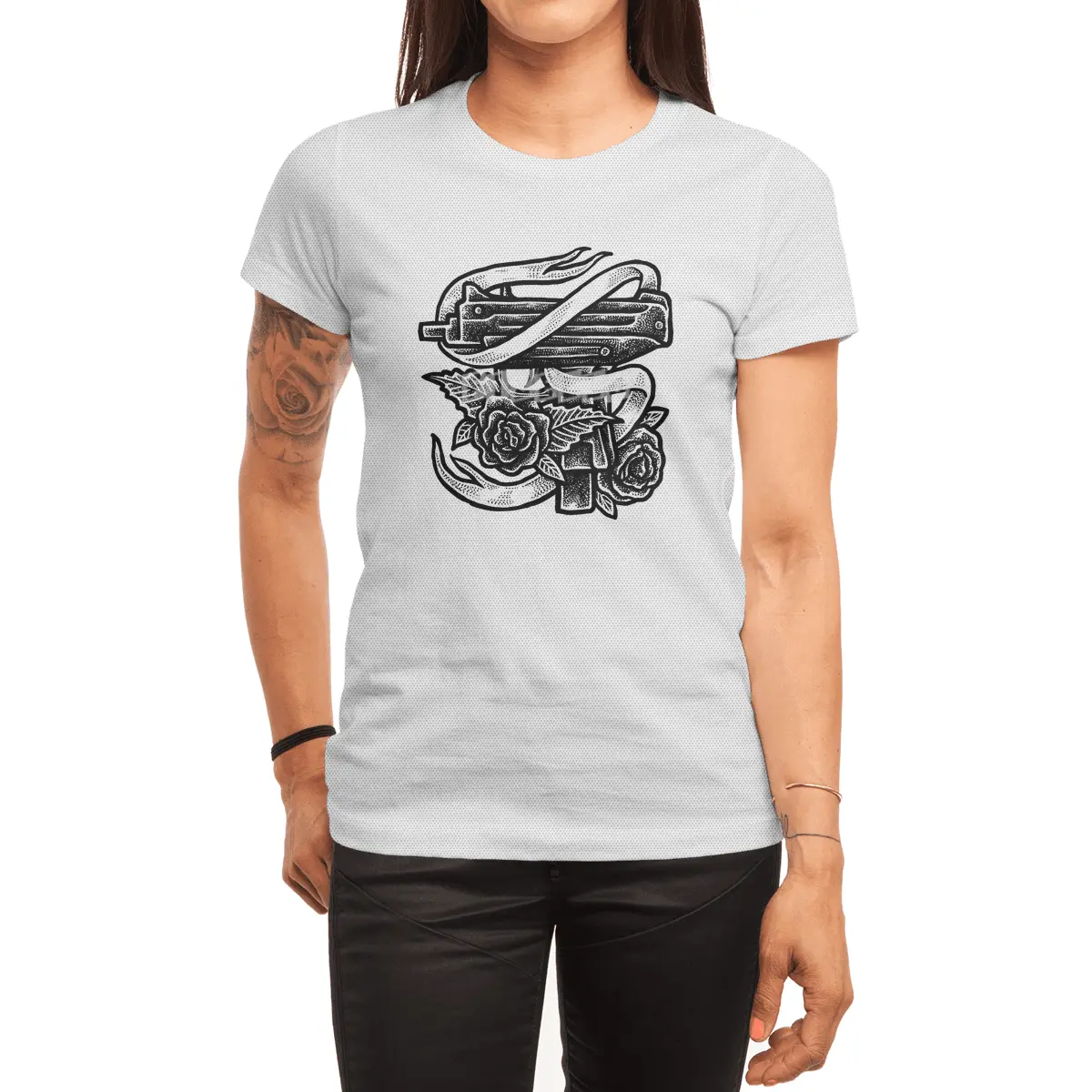 Gun Rose3 Spor T-Shirt