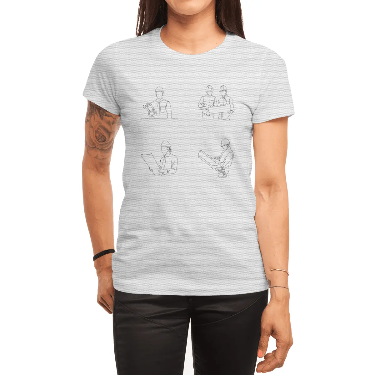 Continuous Line Drawing Engineer Building Construction Supervision Design Simple Spor T-Shirt