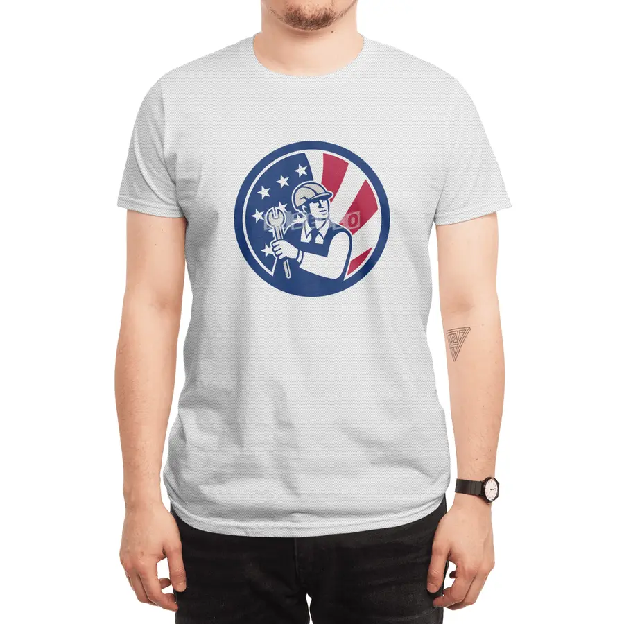 American Engineer USA Flag Icon Spor T-Shirt