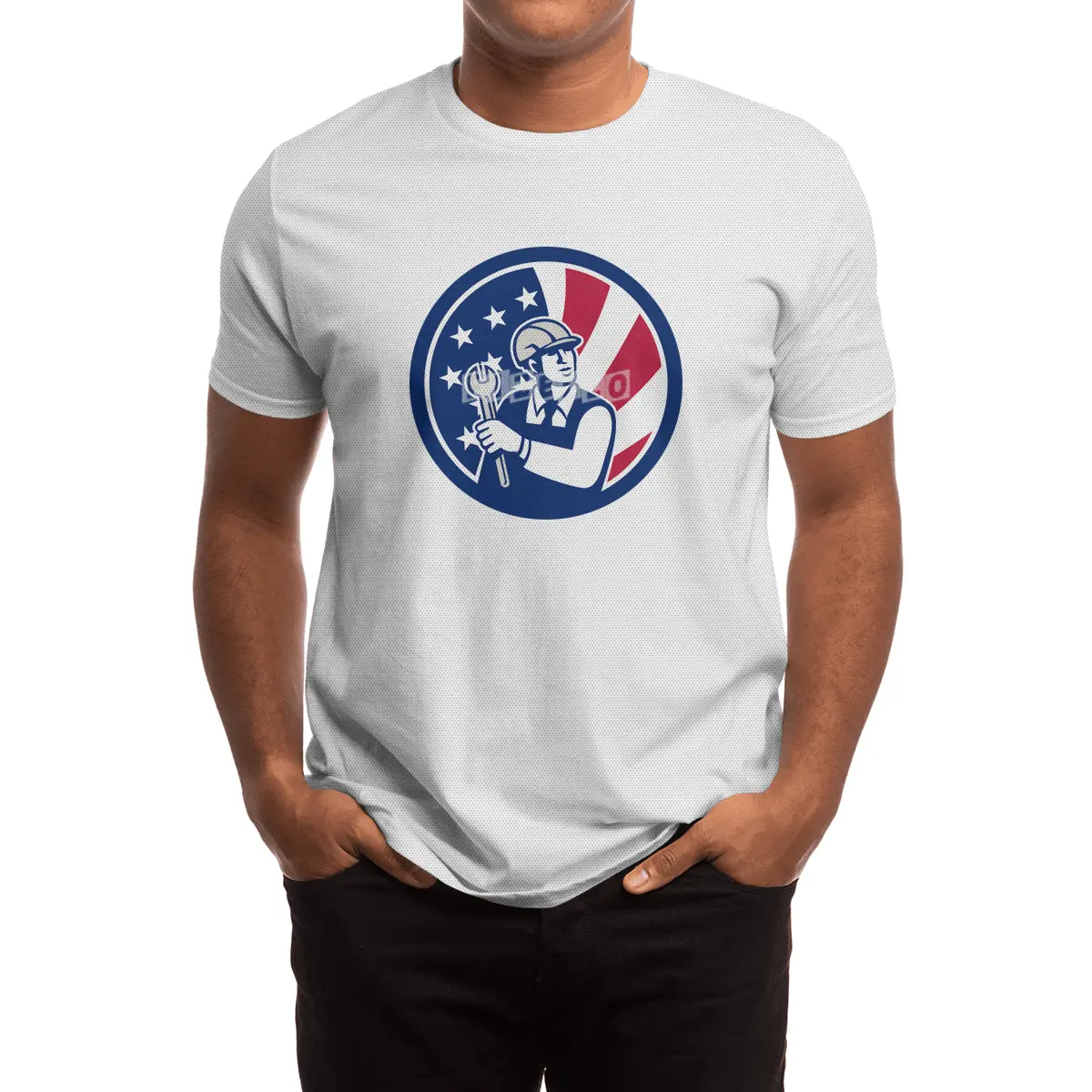 American Engineer USA Flag Icon Spor T-Shirt