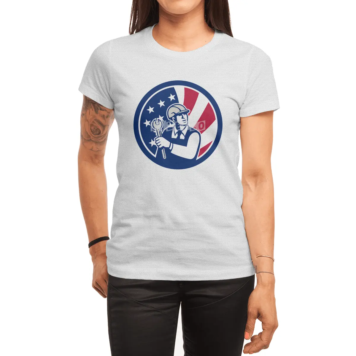 American Engineer USA Flag Icon Spor T-Shirt