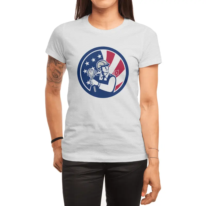 American Engineer USA Flag Icon Spor T-Shirt