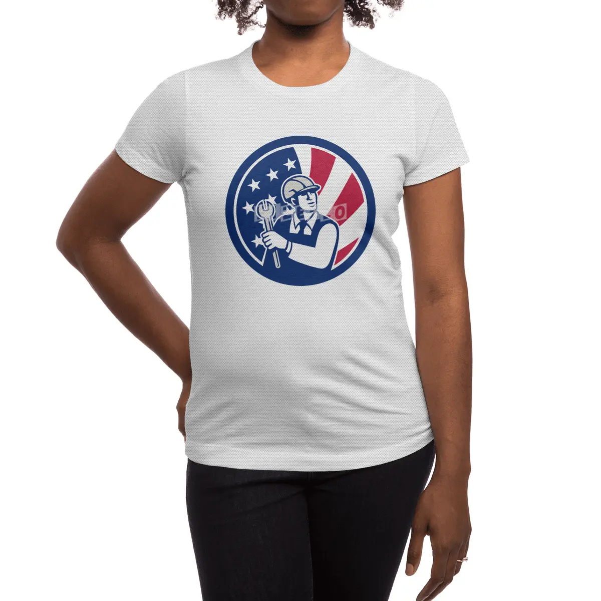 American Engineer USA Flag Icon Spor T-Shirt