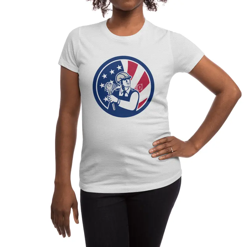 American Engineer USA Flag Icon Spor T-Shirt