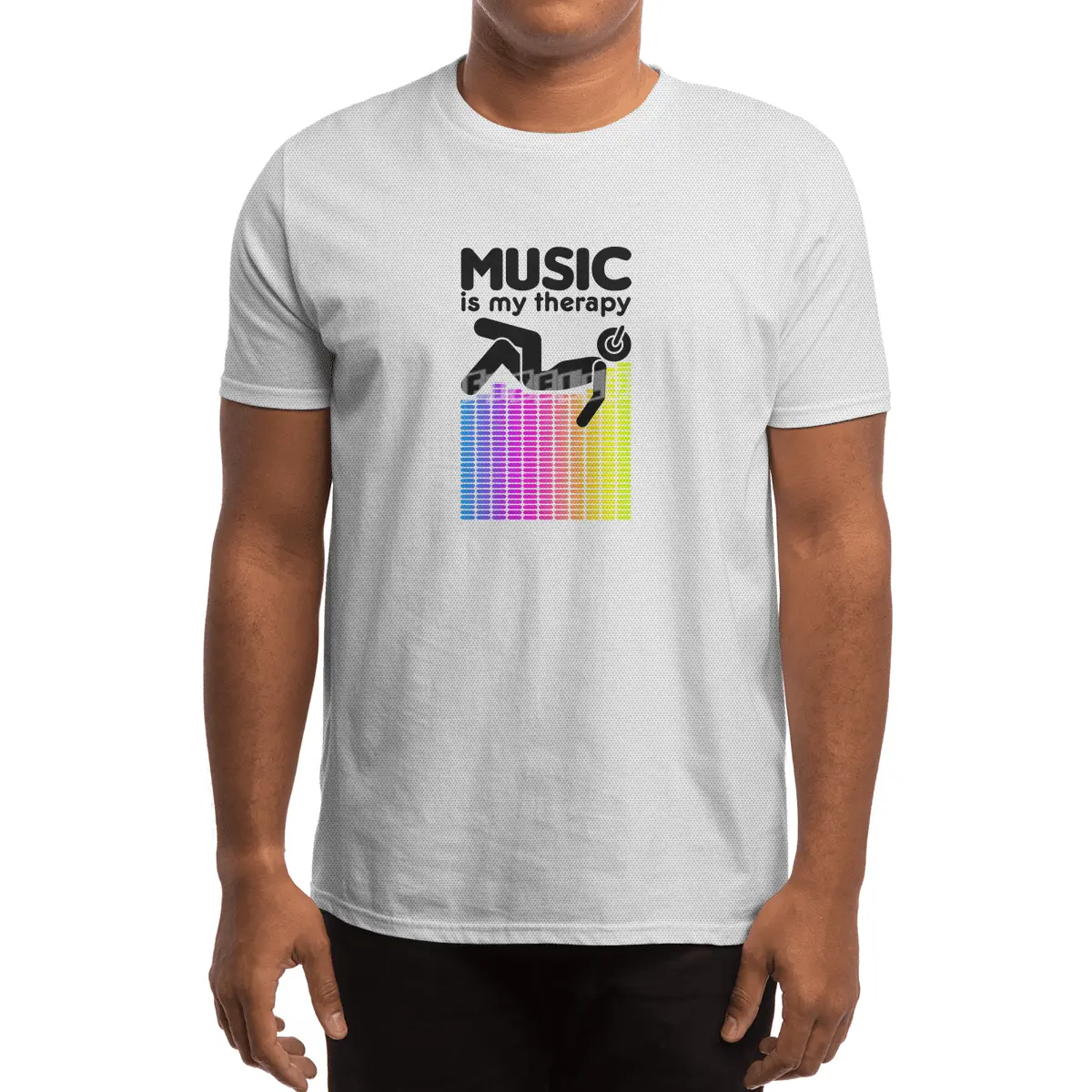 Music Is My Therapy Equalizer DJ Rainbow Sound Engineer Spor T-Shirt