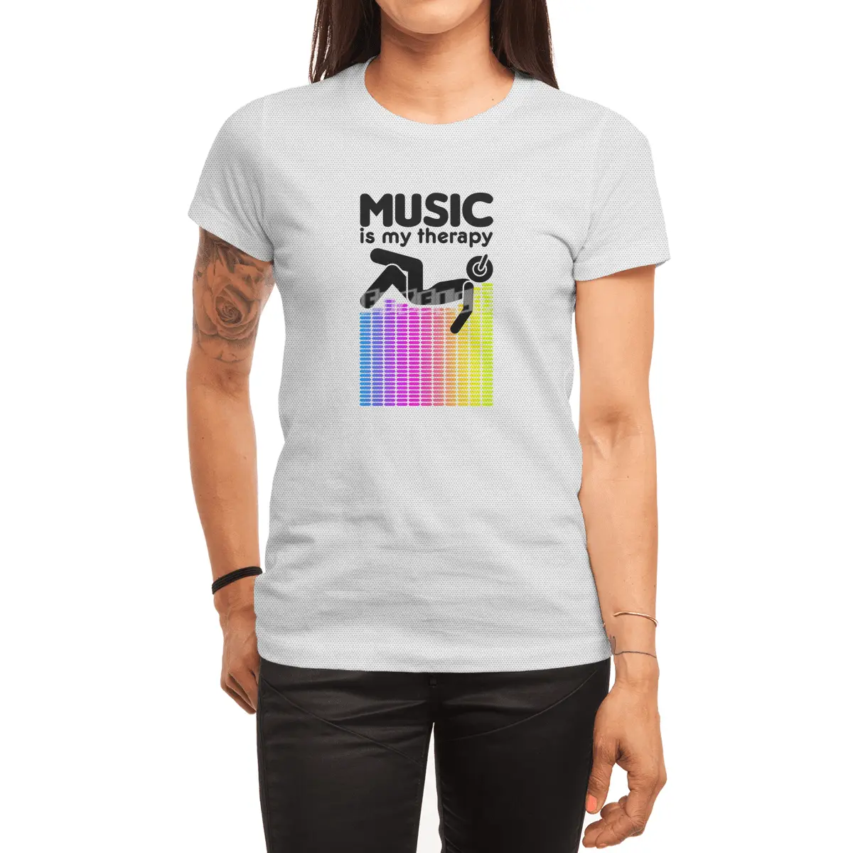 Music Is My Therapy Equalizer DJ Rainbow Sound Engineer Spor T-Shirt