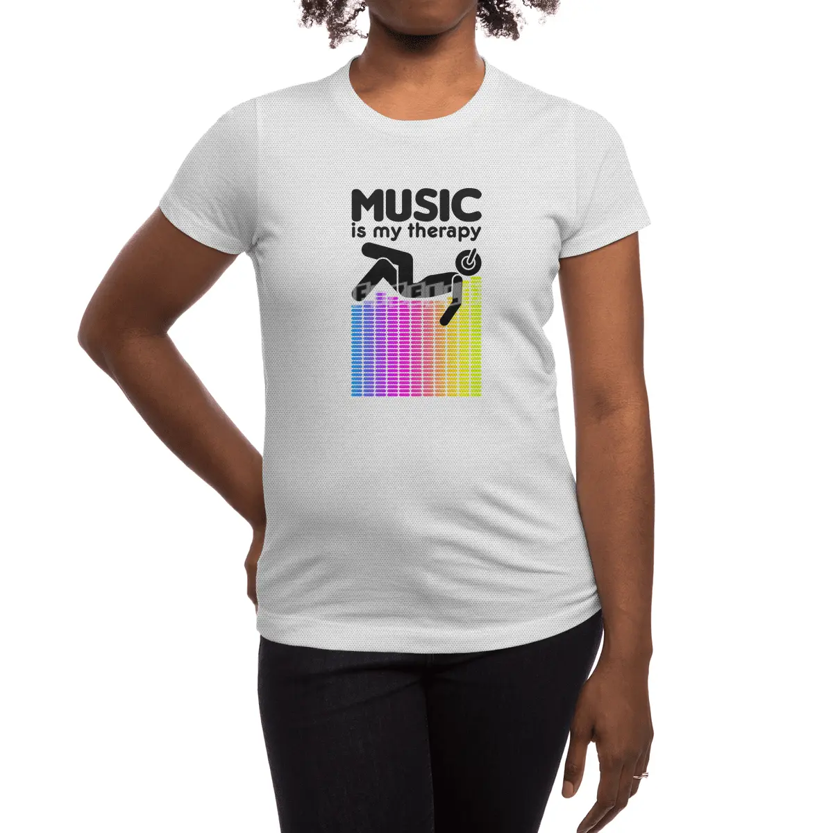 Music Is My Therapy Equalizer DJ Rainbow Sound Engineer Spor T-Shirt