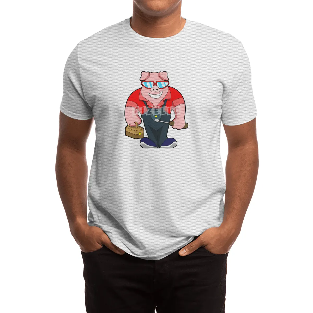 Pig as Mechatronics engineer with Tool box Spor T-Shirt